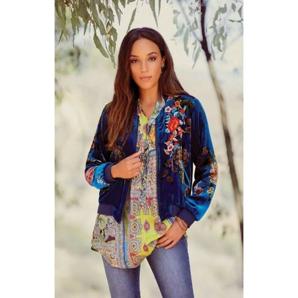 Johnny Was Jackets & Blazers - NEW Johnny Was Vivian Bomber Royal Blue Jacket